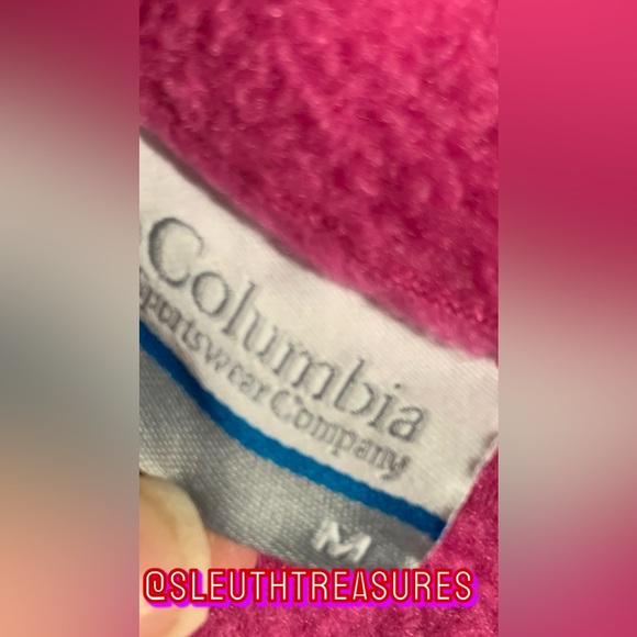 Women’s Columbia Fleece Full Zip Sweater Pink Zip Pockets Drawstring Hem Size M - Picture 5 of 5